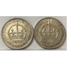 AUSTRALIA 1937 and 1938 . CROWNS . EXCELLENT HIGH GRADE